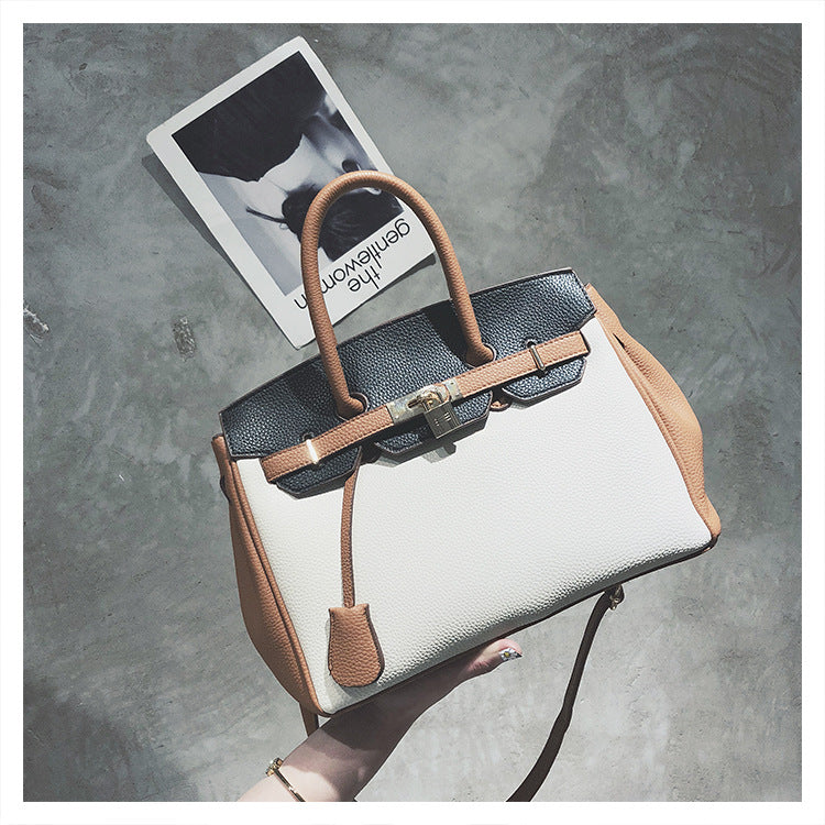 IELGY versatile large capacity portable litchi pattern one shoulder platinum Women's messenger bag casual fashion