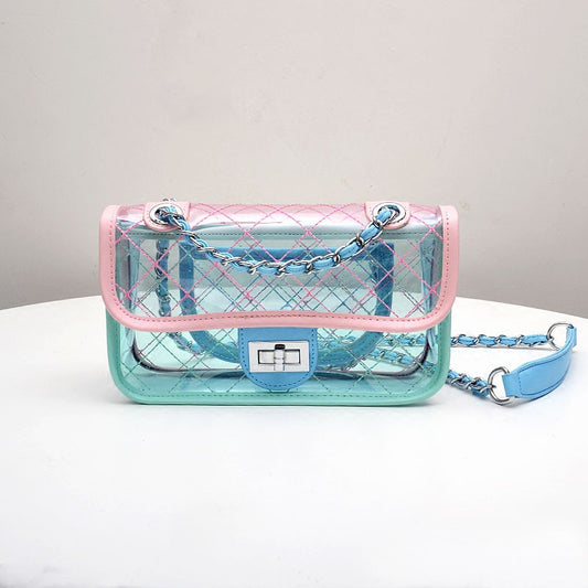 Transparent bag Lingge chain bag Messenger bag Jelly bag