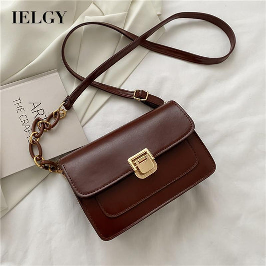 IELGY women's fashionable all-match shoulder bag with western style chain messenger