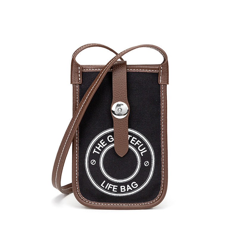 IELGY Woman's bag Black Square Mobile phone Letters Crossbody Mini Stylish Simple Versatile