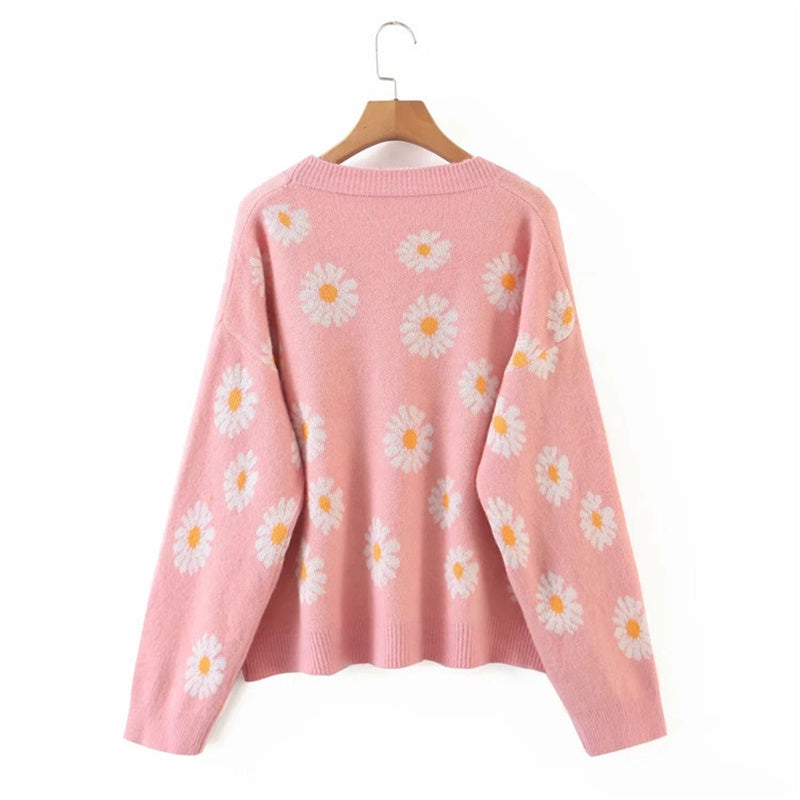 IELGY fresh and sweet little daisy cardigan sweater women V-neck