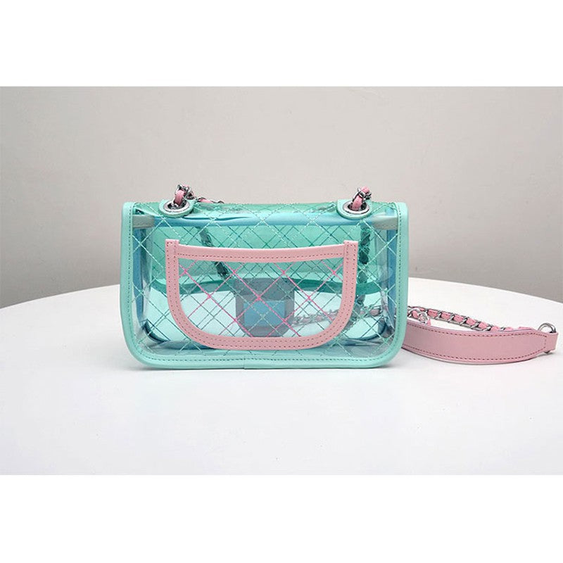 Transparent bag Lingge chain bag Messenger bag Jelly bag