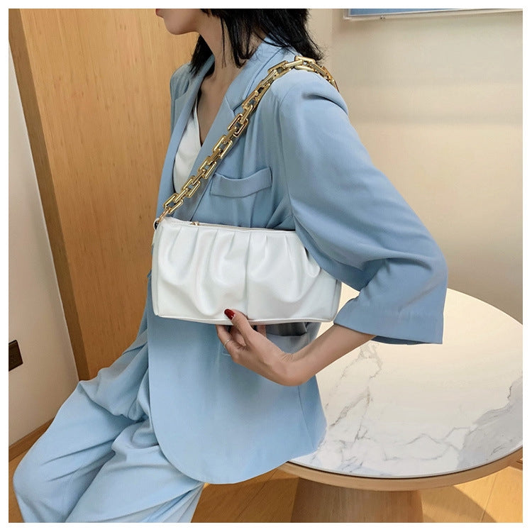 IELGY  Fold chain small bag women fashion single shoulder bag Korean version oblique satchel
