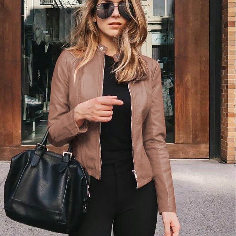 IELGY autumn and winter women's fashion leather PU suit jacket