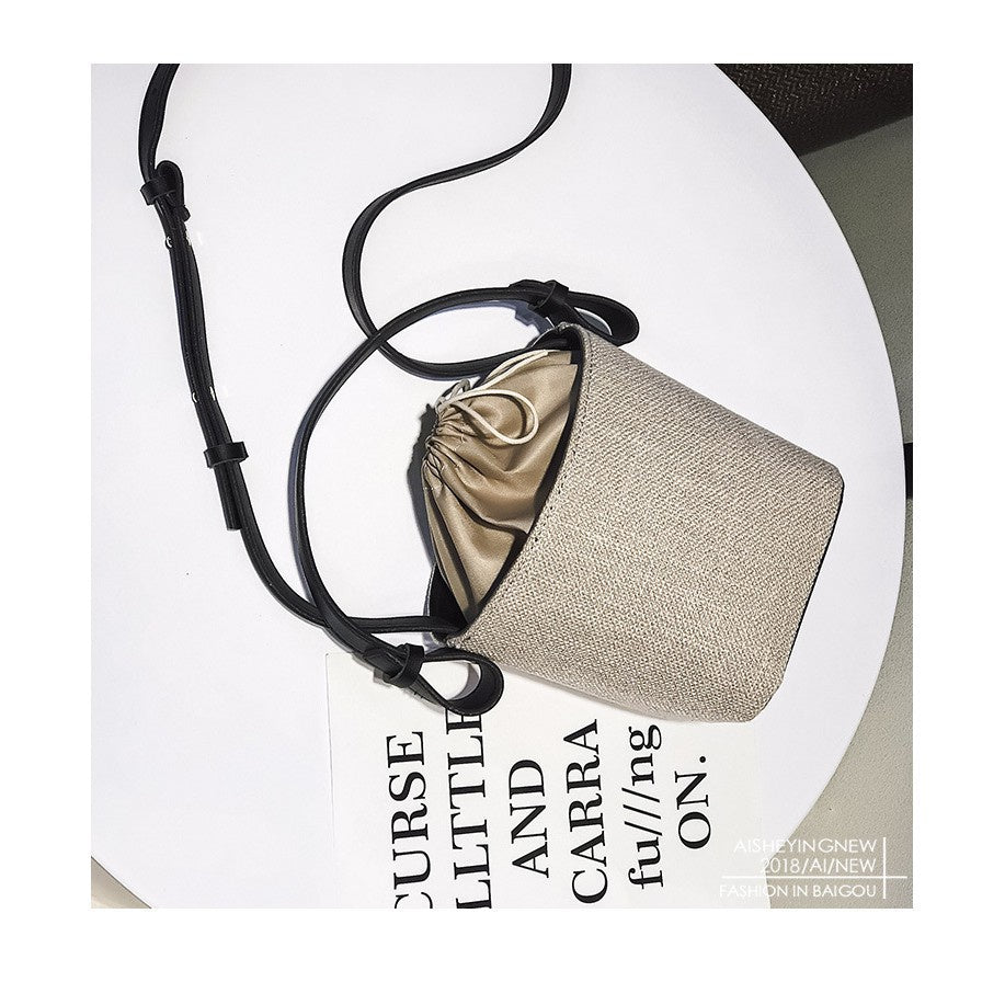 IELGY canvas  stitching bucket bag with handbag Fashion