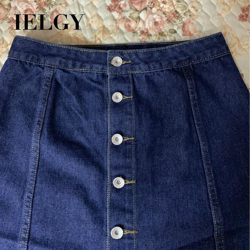 IELGY Women's classic wild fashion A-line skirt Casual denim skirt denim size M-XL,Ready stock,Hot
