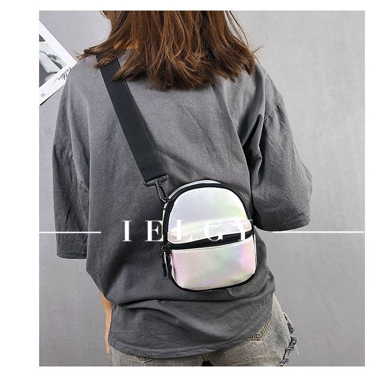 IELGY Laser wide shoulder strap small square bag casual messenger bag