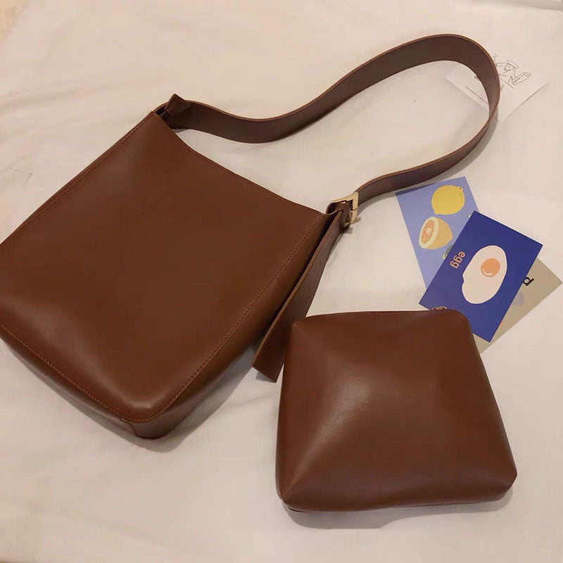 IELGY Retro Crossbody Bucket Simple Women's bag Casual One shoulder Fashion Korean All-match