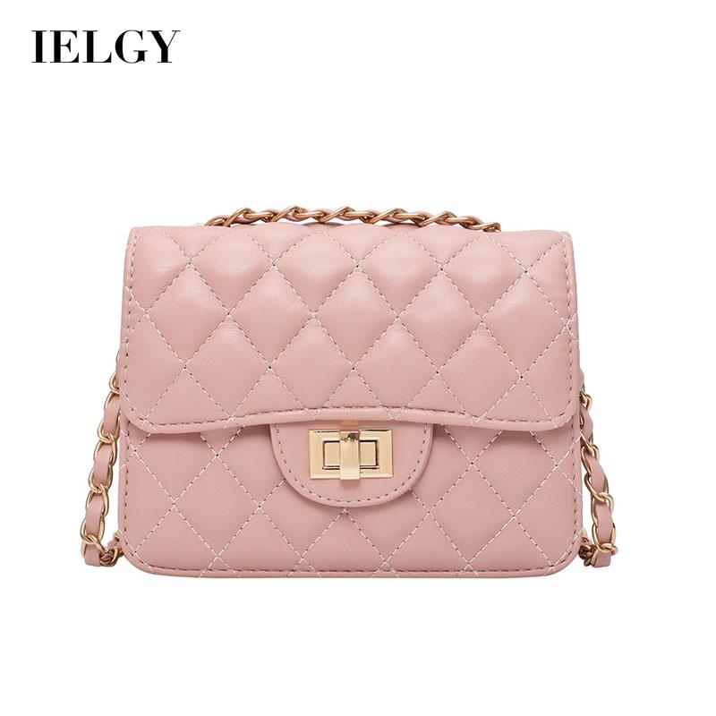 IELGY chain fashion all-match one shoulder solid color Women's messenger bag commuter soft surface White
