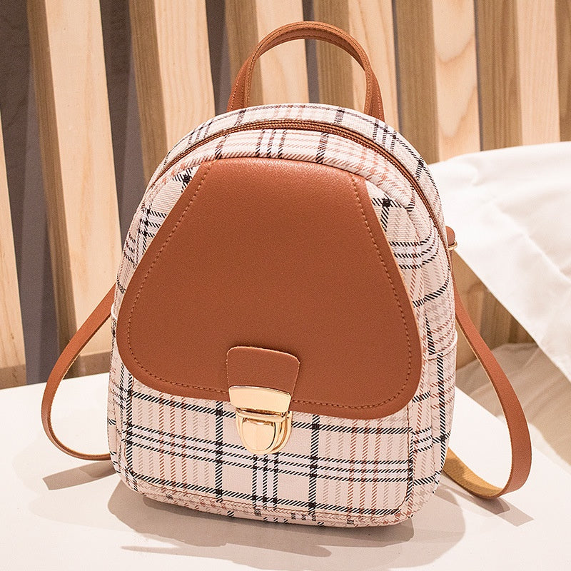 IELGY Women Small Backpack Lock Crossbody Purse Versatile Storage Brown Zipper Match Stain Resistant