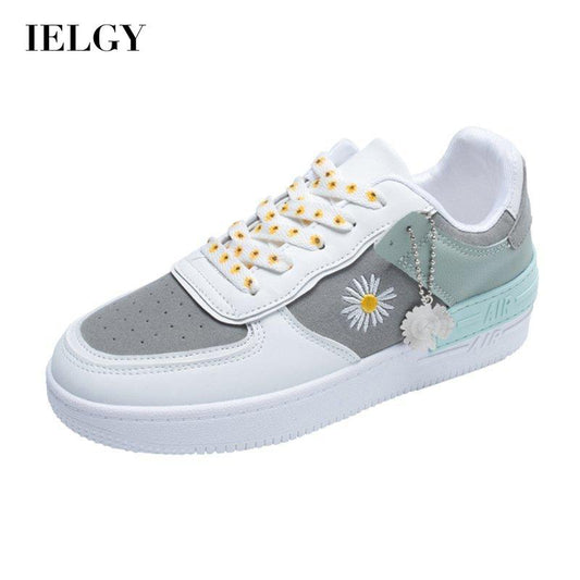 IELGY fashion ladies small daisy breathable port style casual white shoes