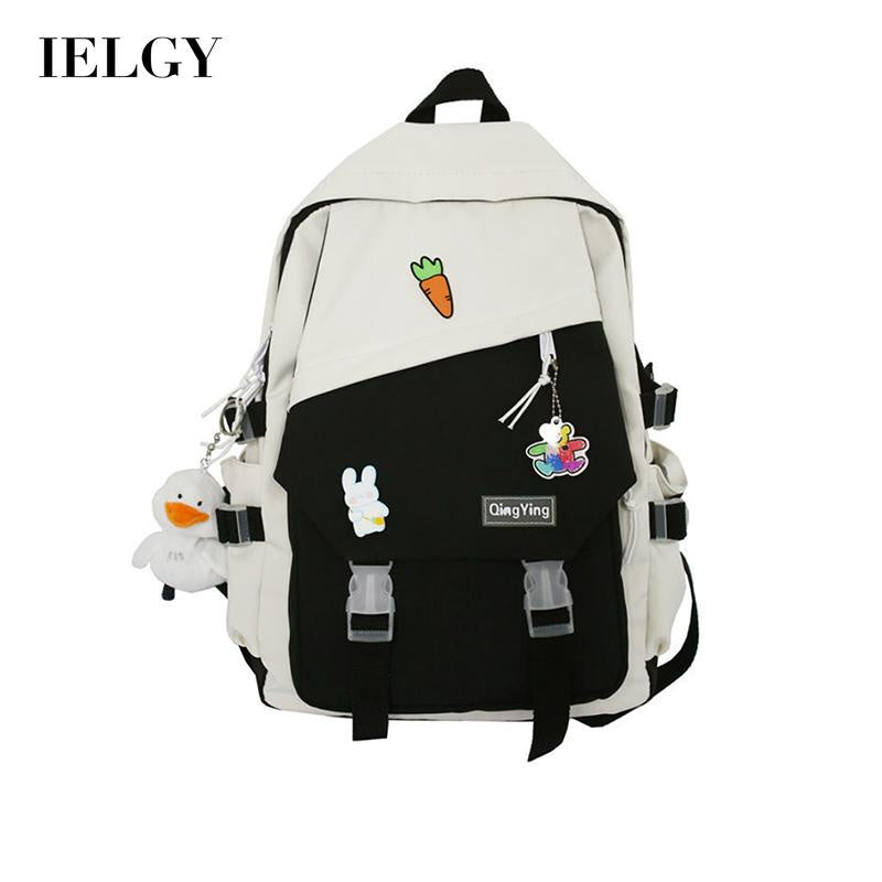 IELGY school bag female ins wild black fashion design backpack