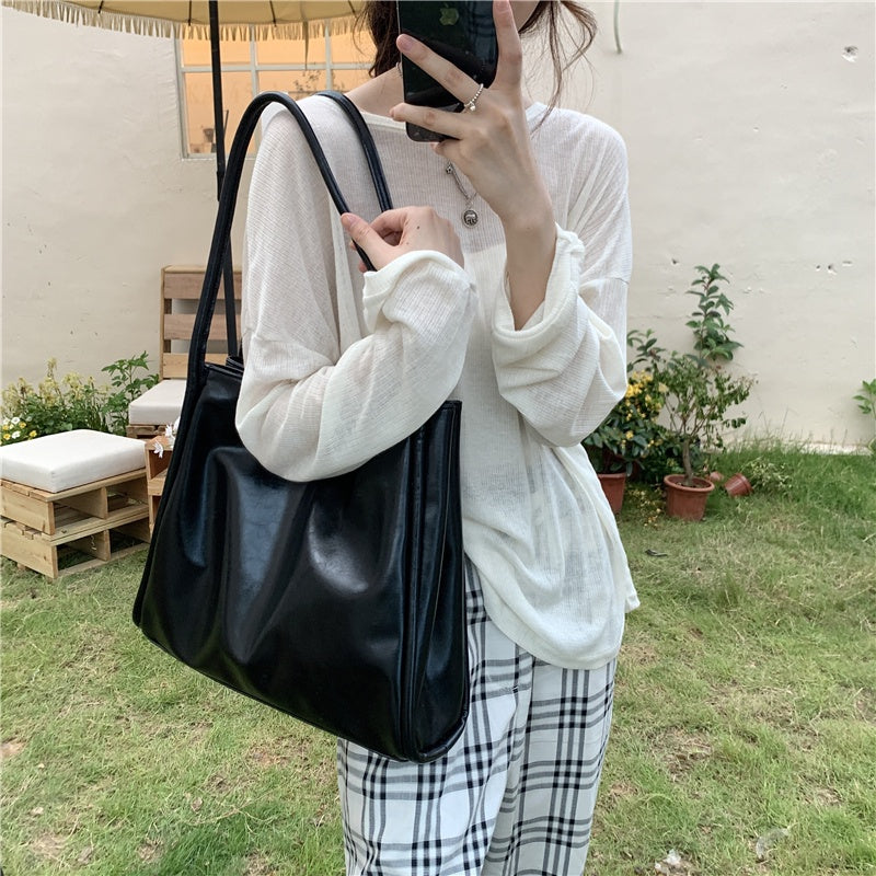 IELGY elegant personality handbag high-end fashion solid color large capacity