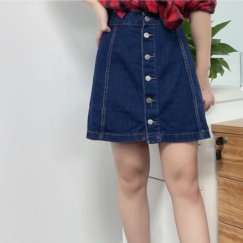 IELGY Women's classic wild fashion A-line skirt Casual denim skirt denim size M-XL,Ready stock,Hot