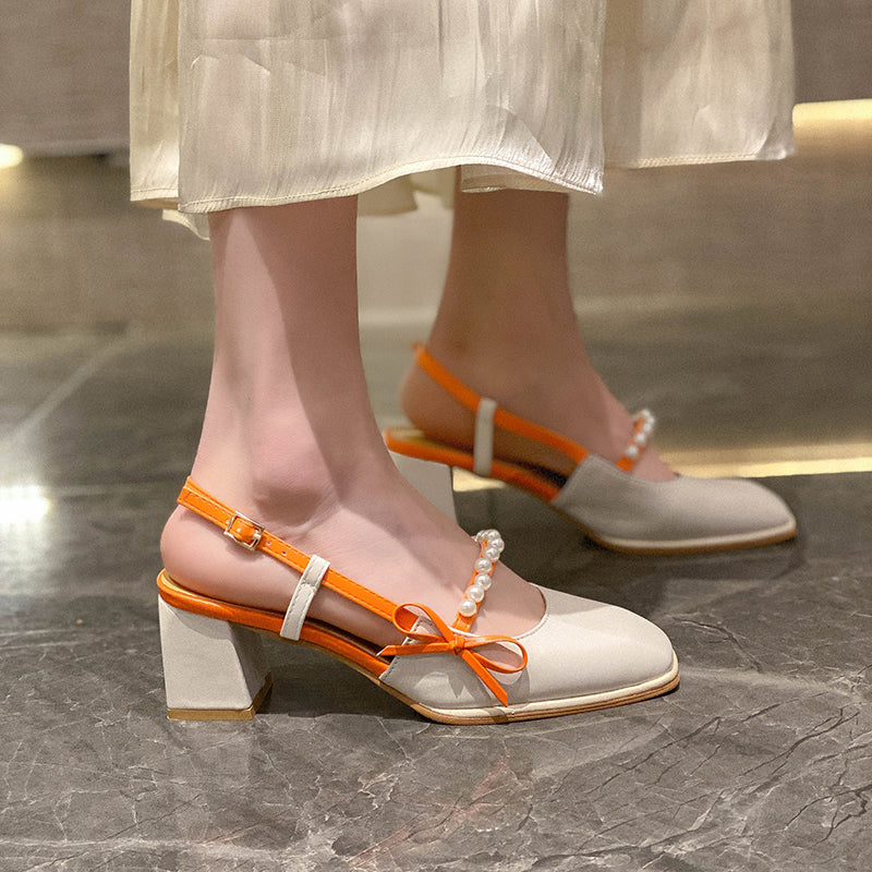 IELGY Baotou closed toes fairy style buckle bow sandals women