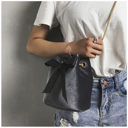 Korean version of the retro bucket bag chain shoulder bag female