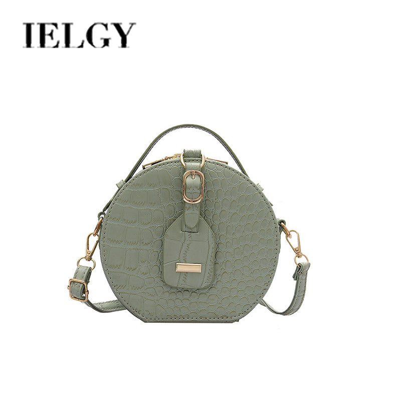 IELGY Women's Crocodile Pattern Round Ocean Tote Bag Mini All-match One Shoulder Messenger