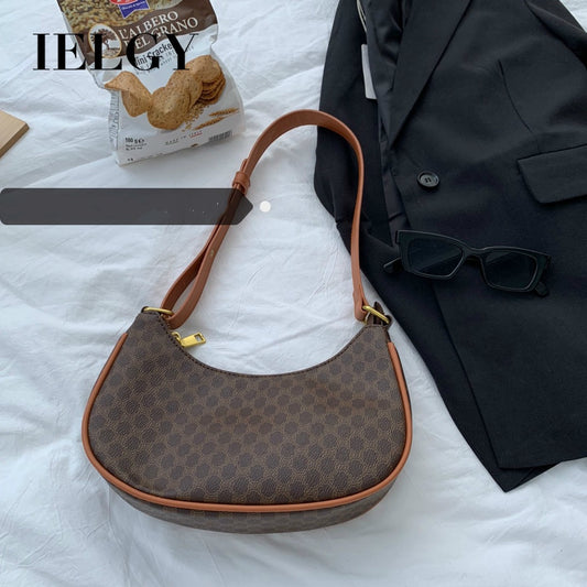 IELGY Retro vintage old flower underarm bag  bag 2021 new niche pea handbag female