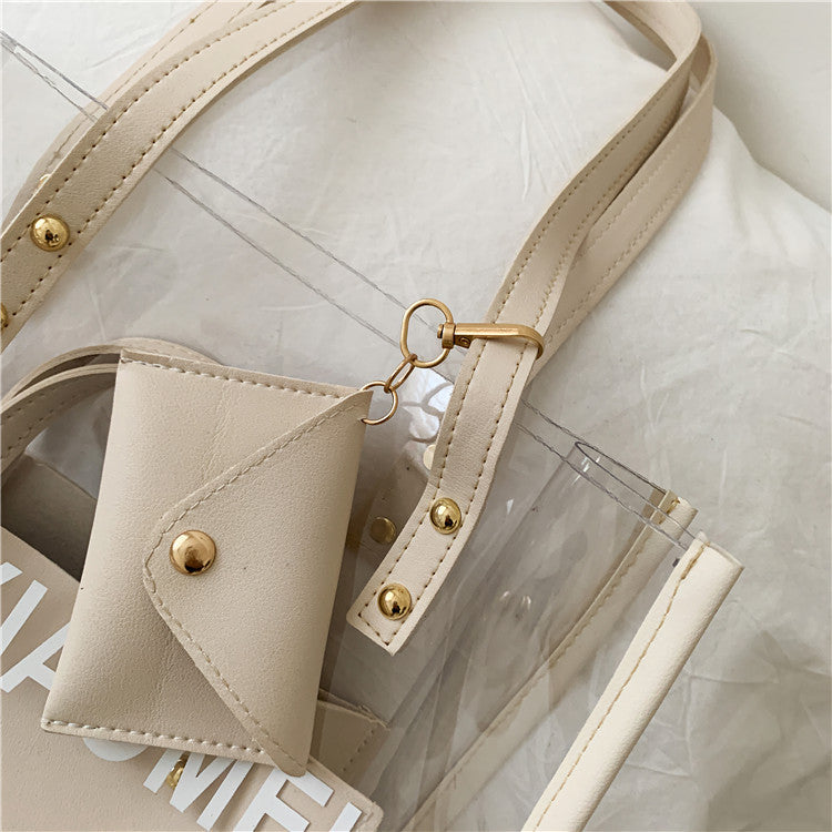 IELGY Jelly large transparent bag capacity, photo capacity and women's tote bag