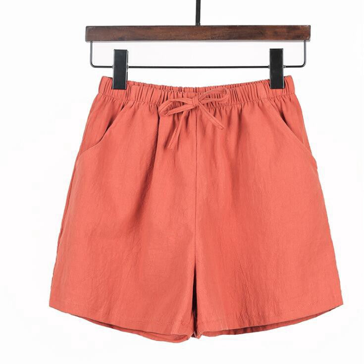 IELGY Loose linen cotton linen large size student sports casual shorts female wide leg pants