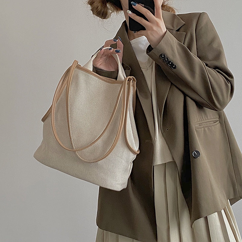 IELGY Women's bag all-match shoulder portable fashion large capacity cloth retro casual bucket