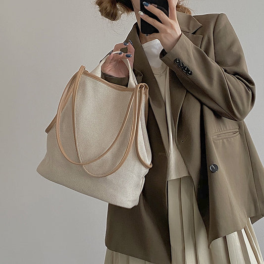 IELGY Women's bag all-match shoulder portable fashion large capacity cloth retro casual bucket