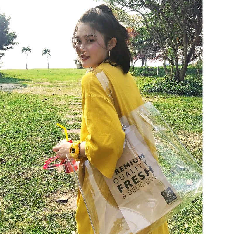 Ins transparent package PVC jelly package shopping beach bag