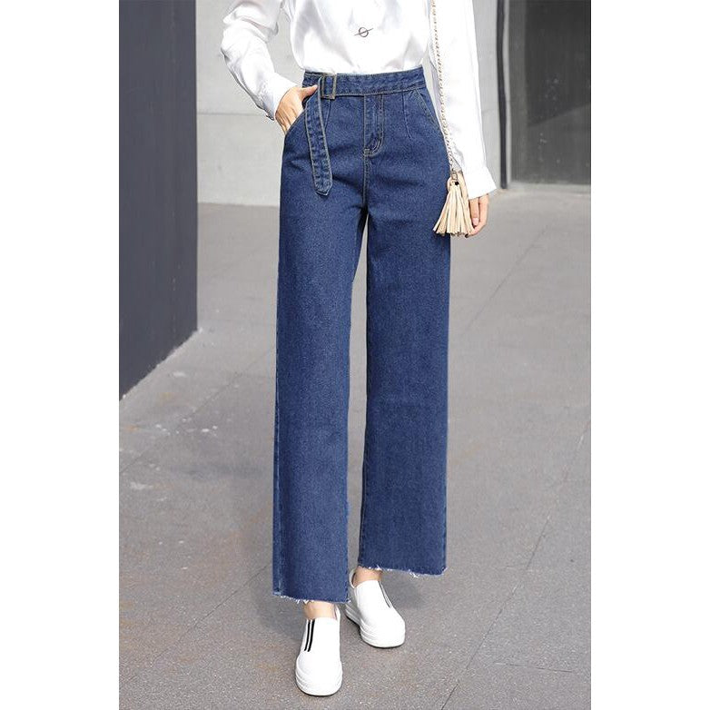 IELGY Super fire straight loose jeans wide leg pants women high waist cropped pants