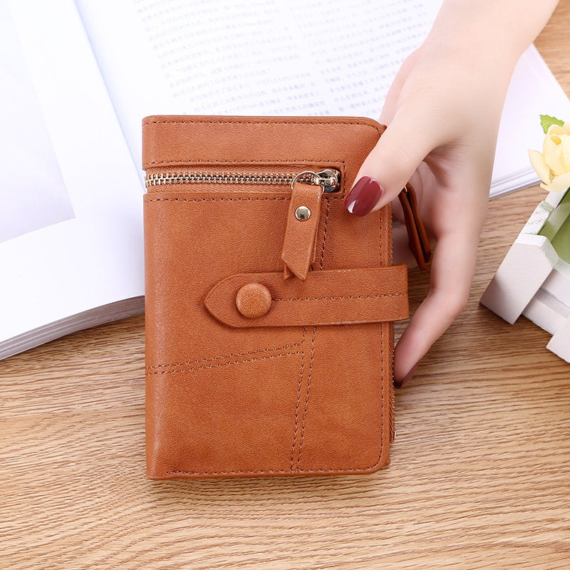 IELGY Women's short wallet small fresh multifunctional folding