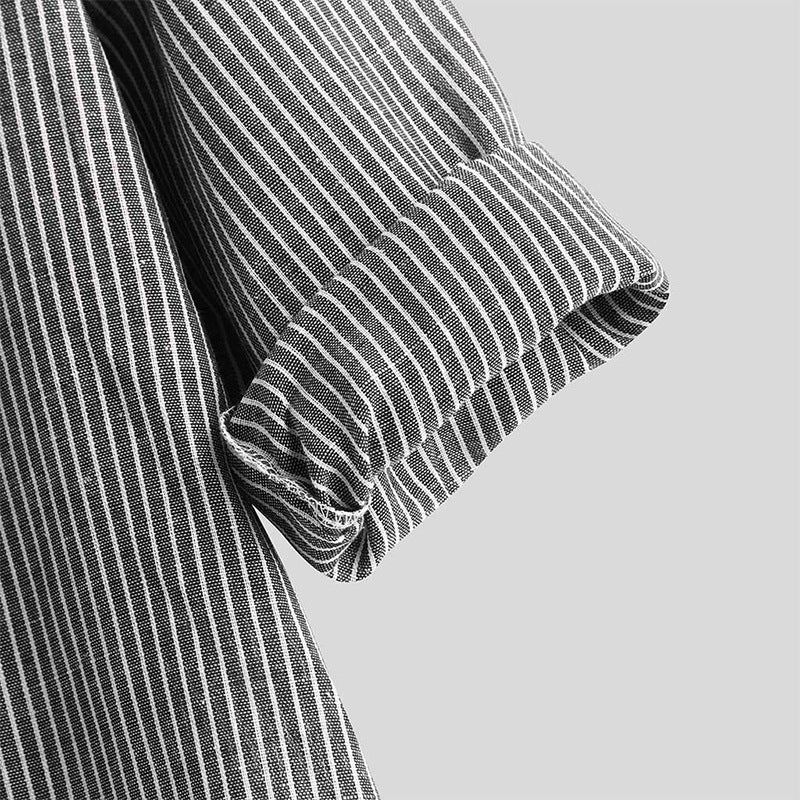 IELGY Printing Shirts Long sleeves Lapel Linen Black European and American Stripes Fashion Men's clothes