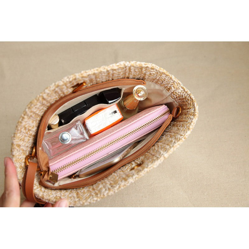 Straw bag vacation bag shoulder rattan bag