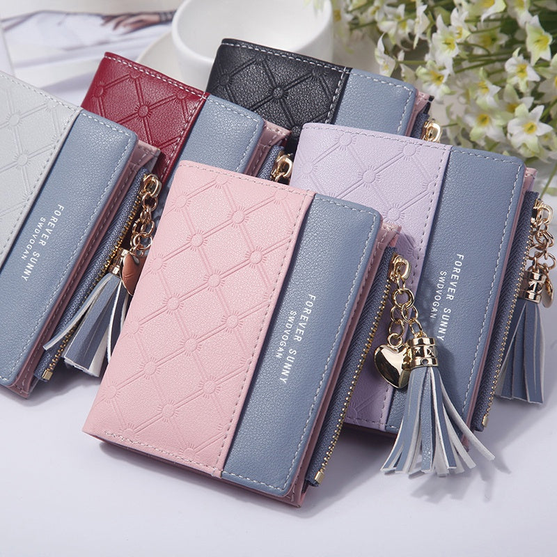 IELGY ladies coin purse contrast color wallet zipper button bag