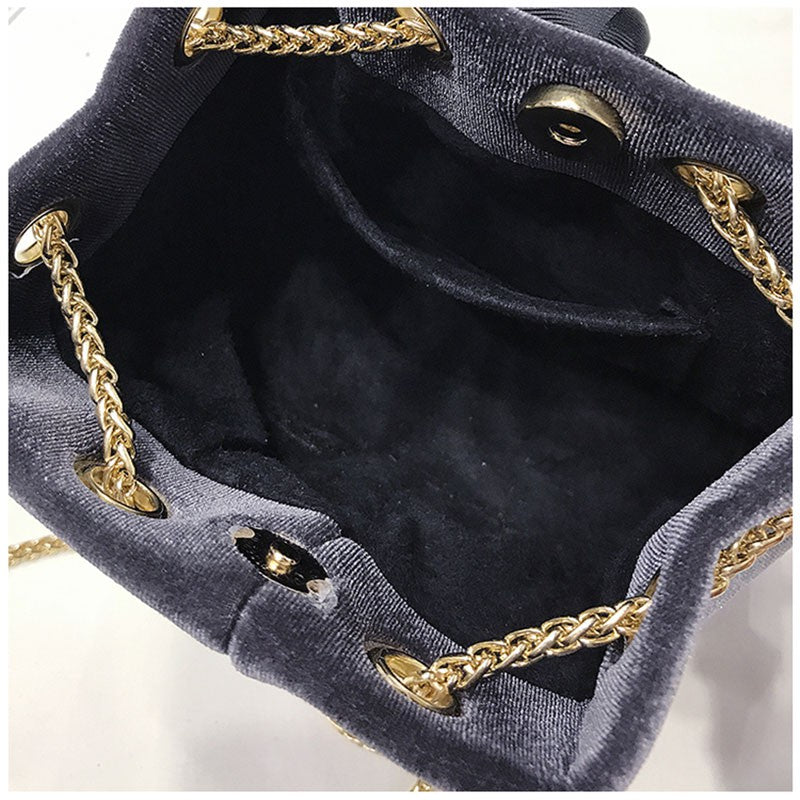 Korean version of the retro bucket bag chain shoulder bag female