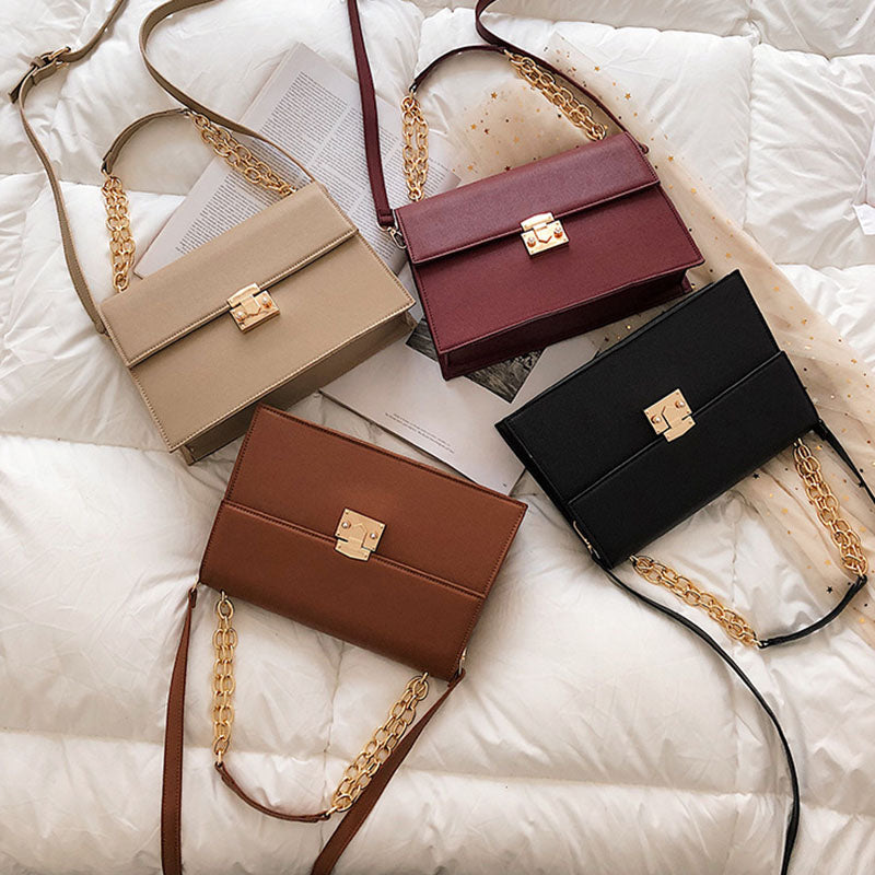 IELGY Women's bag one-shoulder all-match large capacity Korean version stylish simple square chain crossbody