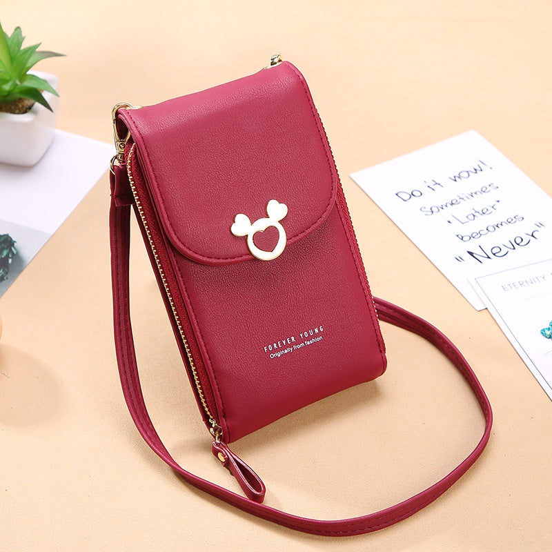 IELGY Korean mobile phone bag ladies messenger bag PU fashion multi-purpose coin purse
