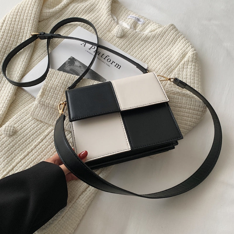 IELGY fashion Korean color matching casual retro double shoulder strap diagonal female bag