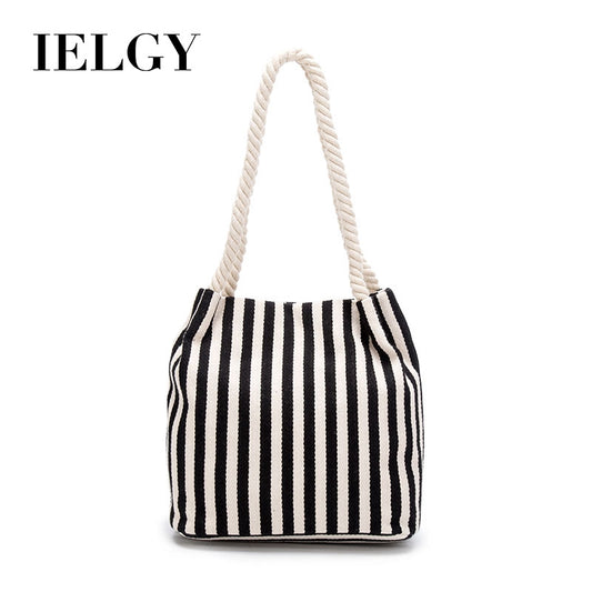 IELGY summer creative print striped one-shoulder cotton bag storage bag European and American fashion female bag