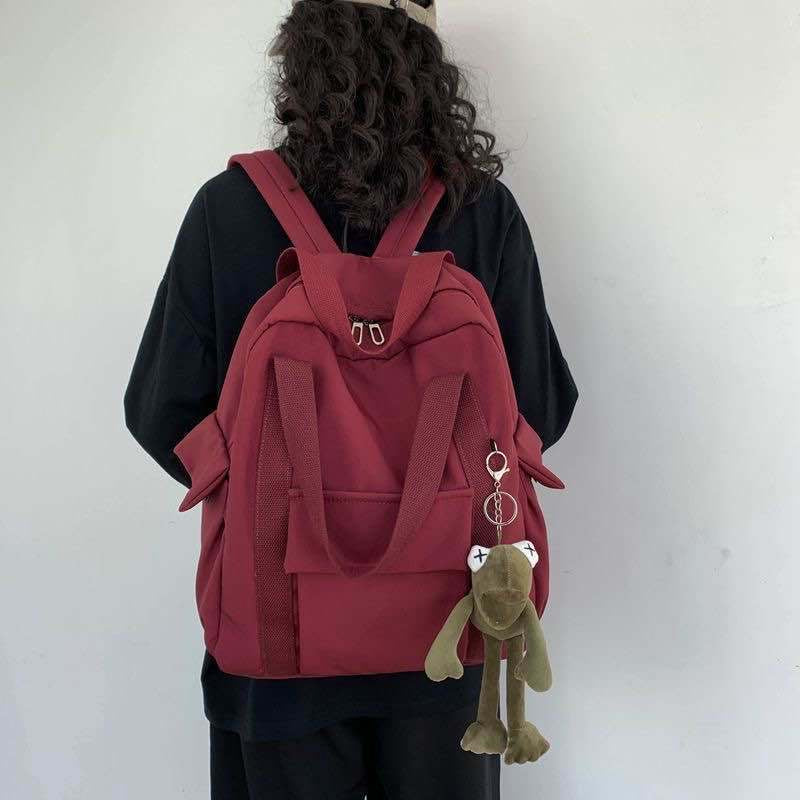 IELGY school bag female portable college style tooling simple backpack wild large capacity