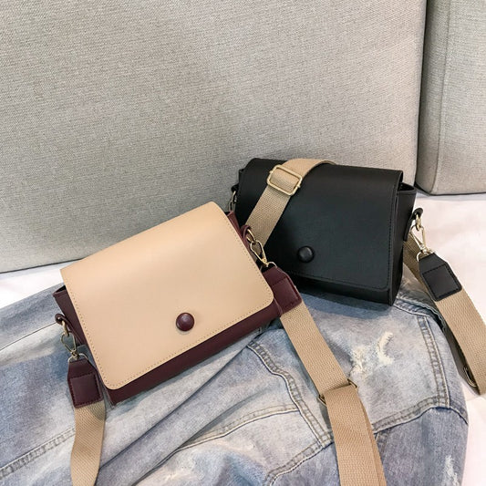 IELGY New ins super fire contrast color wide shoulder strap Messenger bag