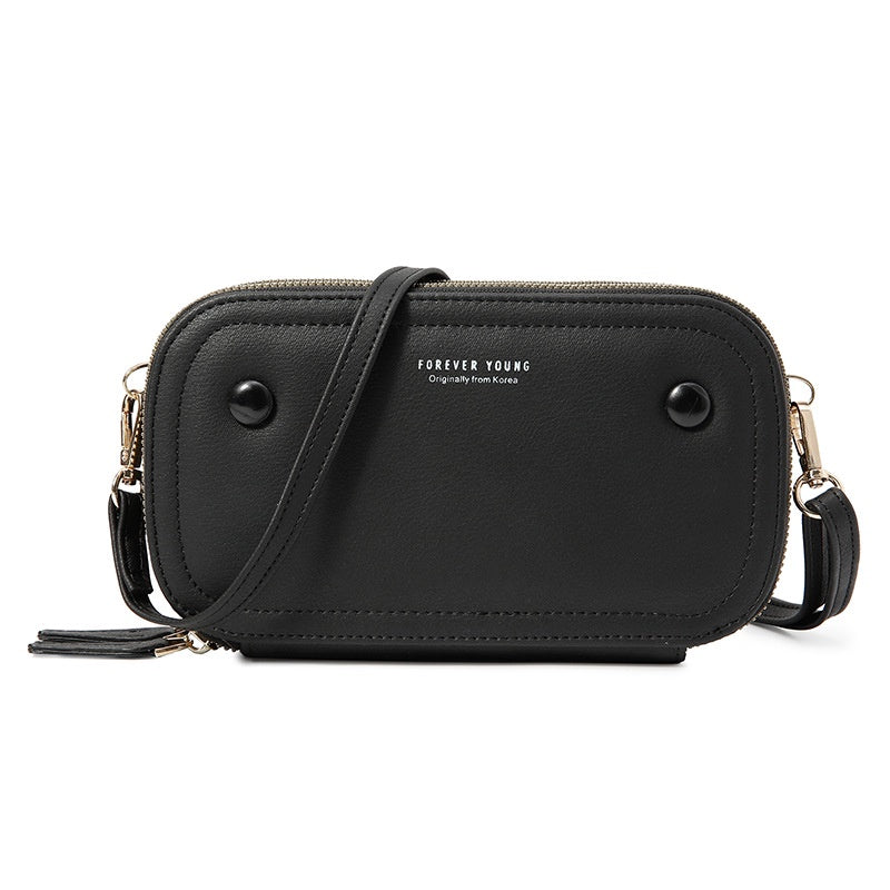 IELGY Korean retro versatile multifunctional smooth zipper phone bag for ladies