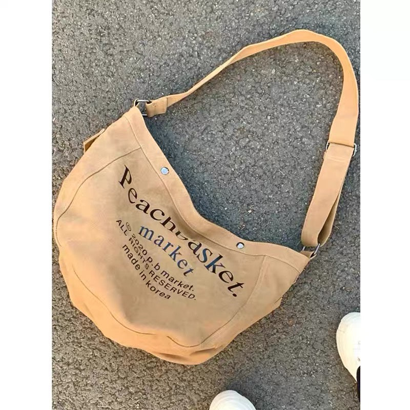 IELGY women's retro large capacity class messenger canvas bag