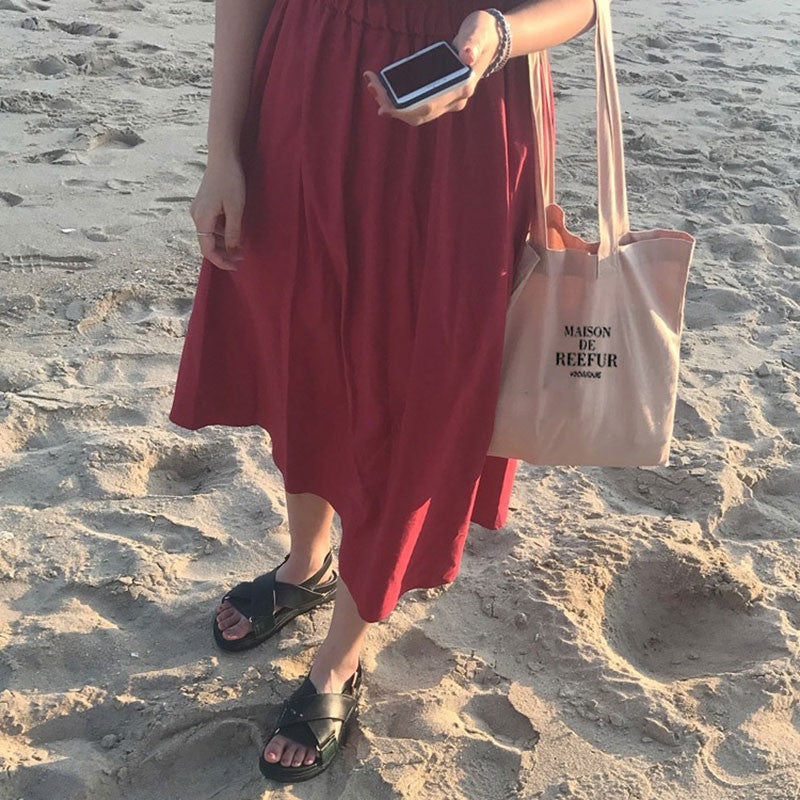 IELGY Canvas bag female shoulder shoulder simple printing wild bag
