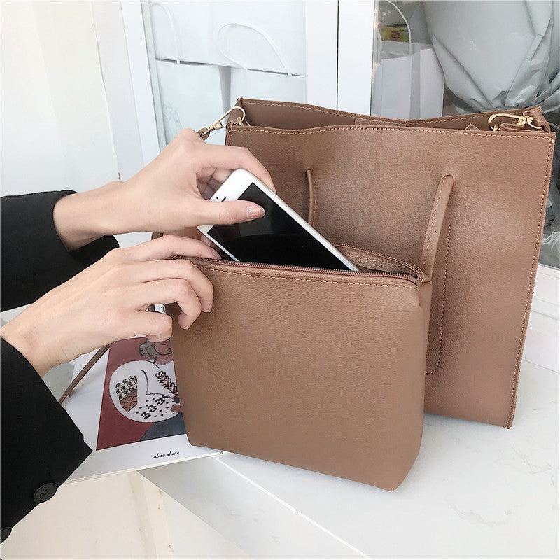 IELGY Shoulder bag diagonal bag casual temperament large capacity solid color simple female bag