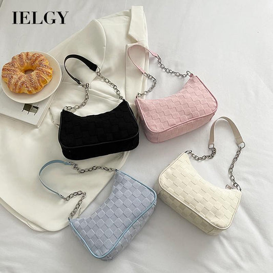 IELGY women's plaid fashion canvas plaid armpit bag
