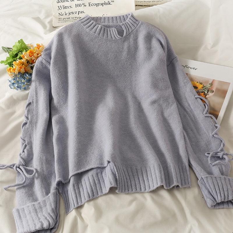 IELGY drawstring long-sleeved loose solid color pullover women
