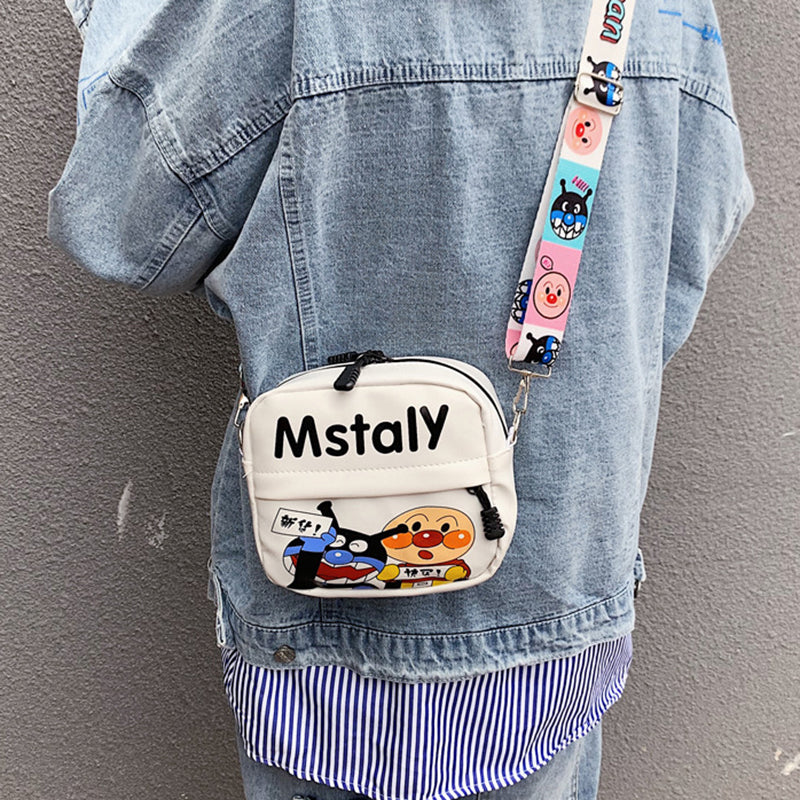 IELGY small bag crossbody street fashion broadband Western style cartoon all-match cute print white Korean version