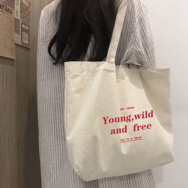 IELGY Shoulder bag female big package Korean simple wild canvas bag