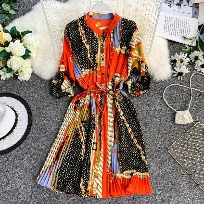 IELGY Pleated Loose Plus Size Dress