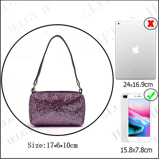 IELGY Fashion casual sequins large capacity shoulder lightweight cross-body handbag portable pillow bag chain