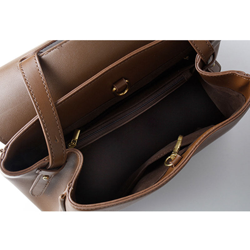 IELGY PU compartment Commuter magnetic buckle large capacity flap bag zipper double shoulder strap single shoulder messenger bag handbag